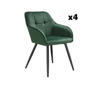Chaise de salle à manger rembourrée et en velours matelassé Lot de 4 vert foncé/noir