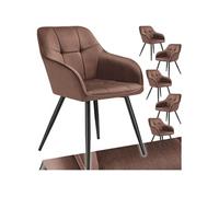 Chaise de salle à manger rembourrée et en velours matelassé Lot de 6 brun-noir