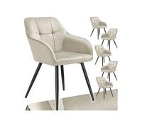 Chaise de salle à manger rembourrée et en velours matelassé Lot de 6 crème/noir