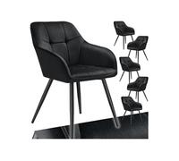 Chaise de salle à manger rembourrée et en velours matelassé Lot de 6 noir/noir