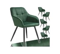 Chaise de salle à manger rembourrée et en velours matelassé Lot de 6 vert foncé/noir