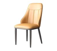 Chaise de salle à manger sans accoudoirs à dossier haut avec assise rembourrée en cuir synthétique et pieds en métal robuste et élégant pour salon et salle à manger