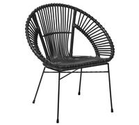Chaise De Salle À Manger Sarita Rotin Noir Noir