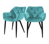 Chaise de salle à manger set de 2 pièces en velours pétrole avec pieds en métal, matériel de montage inclus ML-Design