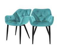 Chaise de salle à manger set de 2 pièces en velours pétrole avec pieds en métal, matériel de montage inclus ML-Design