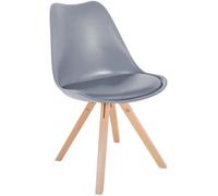 CLP Chaise De Salle A Manger Sofia avec Coque en Plastique I Assise Rembourrée en Similicuir I Pieds Bois I Dossier, Couleur:Gris, Couleur du Cadre:Natura (carrée)