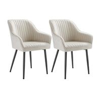 Chaise de Salle à Manger - SONGMICS - Lot de 2 - Velours Blanc - Accoudoirs