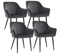 Chaise de salle à manger - SONGMICS - Lot de 4 - Pieds en métal - Revêtement en velours - Gris