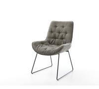 Chaise-de-salle-à-manger Taimi-Flex bouclé doux couleur boue pied trapèze noir