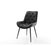 Chaise-de-salle-à-manger Taimi-Flex cuir de vache noir 4 pieds coniques noir