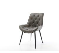 Chaise-de-salle-à-manger Taimi-Flex microvelours gris antique 4 pieds coniques noir