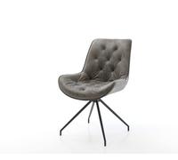 Chaise-de-salle-à-manger Taimi-Flex microvelours gris antique pied croisé conique noir