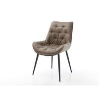Chaise-de-salle-à-manger Taimi-Flex microvelours taupe vintage 4 pieds coniques noir