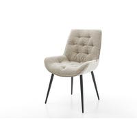 Chaise-de-salle-à-manger Taimi-Flex tissu tissé doux beige 4 pieds coniques noir