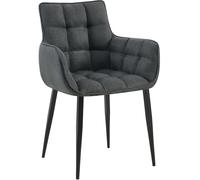 Chaise De Salle A Manger Tirana en Tissu I Chaise avec Accoudoirs I Surface D'assise Matelassée I Charge Max. 200 Kg, Couleur:Gris Titan, Couleur du Cadre:Noir