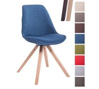 Chaise de Salle à Manger Toulouse en Tissu Bleu - CLP - Design Scandinave Moderne - Piètement en Bois carré 84 cm
