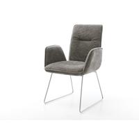 Chaise-de-salle-à-manger Vinja-Flex bou oux couleur boue pied trapèze acier inoxydable