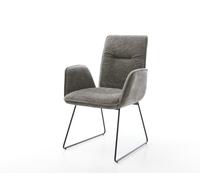 Chaise-de-salle-à-manger Vinja-Flex bou oux couleur boue pied trapèze noir