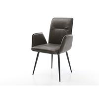 Chaise-de-salle-à-manger Vinja-Flex microvelours anthracite vintage 4 pieds coniques noir