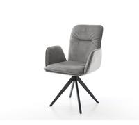 Chaise-de-salle-à-manger Vinja-Flex velours gris pied croisé angulaire noir