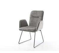 Chaise-de-salle-à-manger Vinja-Flex velours gris pied trapèze noir