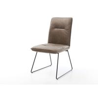 Chaise-de-salle-à-manger Vinjo-Flex microvelours taupe vintage pied trapèze noir