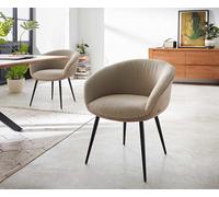 Chaise-de-salle-à-manger Vinka-Flex avec accoudoirs tissu mixte couleur boue 4 pieds coniques noir ressorts ensachés