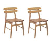 vidaXL Chaise de salle à manger 2 pcs Naturel Bois Massif