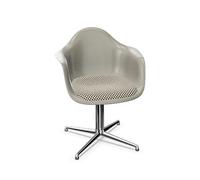 Chaise de Salle à Manger Vitra Eames DAL en Fibre de Verre avec Coussin D'assise, Coloris Terre D'ombre brute/Damier/ Chrome