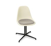 Chaise de Salle à Manger Vitra Eames DSL en Fibre de Verre avec Coussin D'assise, Coloris Parchemin/damier/lisse, Basique Foncé.