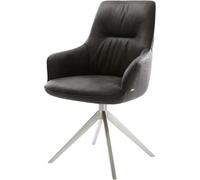 Chaise-de-salle-à-manger Zelia-Flex avec accoudoirs pied croisé large acier