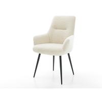 Chaise-de-salle-à-manger Zelia-Flex avec accoudoirs tissu teddy beige 4 pieds coniques noir resorts ensachés