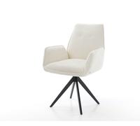 Chaise-de-salle-à-manger Zoa-Flex bouclé blanc pied croisé angulaire noir ressorts ensachés