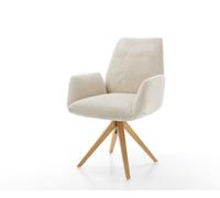 Chaise-de-salle-à-manger Zoa-Flex côtelé beige vintage pied en bois angulaire naturel ressorts ensachés