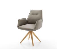 Chaise-de-salle-à-manger Zoa-Flex cuir de vache couleur boue pied en bois angulaire naturel ressorts ensachés