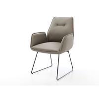 Chaise-de-salle-à-manger Zoa-Flex cuir de vache couleur boue pied trapèze noir ressorts ensachés