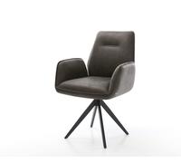 Chaise-de-salle-à-manger Zoa-Flex microvelours anthracite vintage pied croisé angulaire noir ressorts ensachés
