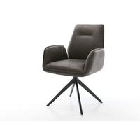 Chaise-de-salle-à-manger Zoa-Flex microvelours anthracite vintage pied croisé large noir ressorts ensachés