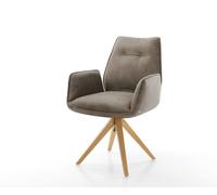 Chaise-de-salle-à-manger Zoa-Flex microvelours taupe vintage pied en bois angulaire naturel ressorts ensachés