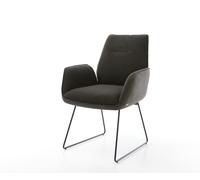 Chaise-de-salle-à-manger Zoa-Flex tissu mixte noir pied trapèze noir ressorts ensachés