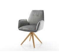 Chaise-de-salle-à-manger Zoa-Flex velours gris pied en bois angulaire naturel ressorts ensachés