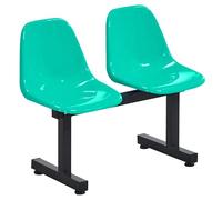Chaise de salle d'attente 2 places avec dossier, banc en plastique durable pour stade, école, intérieur et extérieur, assise confortable pour les zones d'attente, construction 1 pièce
