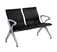 Chaise de Salle D'attente 2 Places, Chaises de Réception, Banc de Bureau, Banc d'accueil en Similicuir, pour Bureau, Banque, Hôpital, École, Salon de Coiffure, Aéroport(Black)