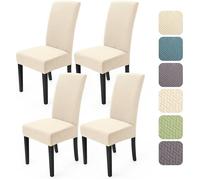 Chaise de Salle Manger 4 Pices Housses de Chaise Extensible Jacquard Couverture de Chaise de Paquet de 4#Crme Blan HOUSSE DE CHAISE