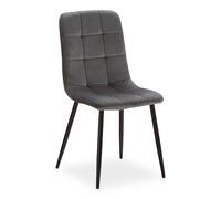 Chaise de salle manger velours gris pieds métal noir design moderne Homestyle4u