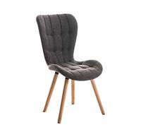 Chaise de Salle ŕ Manger ELDA en Tissu avec Coutures Décoratives Rembourrée Composée d'un Dossier Haut et Support en Bois - Style Scandinave pour une Cuisine ou une Salle d'Attente, Couleur:gris clair