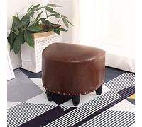Chaise de salon 40,6 cm, repose-pieds rembourré, tabouret repose-pieds en cuir synthétique, facile à nettoyer, design moderne à rivets marron