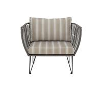 Chaise de salon en tissu vert, structure métal, cordage polyester tissé main - Bloomingville, Mundo - 74x87x72 cm