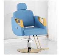 Chaise de salon hydraulique réglable rotative à 360° - Bleu - Chaise de barbier pour coiffeurs et tatoueurs - Confortable - Meuble de salon professionnel