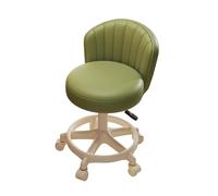 Chaise de salon réglable pour coiffeur à domicile avec roulettes, tabouret roulant avec support dorsal, rembourrage épais pour coiffeuse, bureau, couleur verte - Parfait pour le garage et la beauté